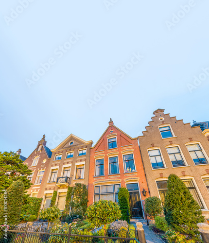 Alkmaar, Netherlands. Beautiful night view of homes over canal