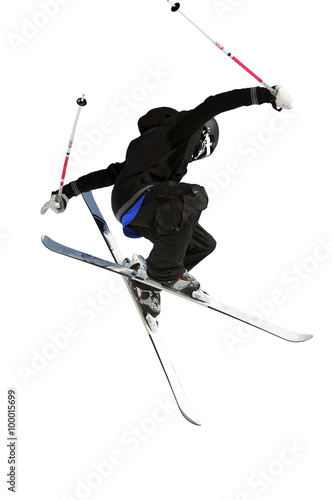 ski jumper in black and white