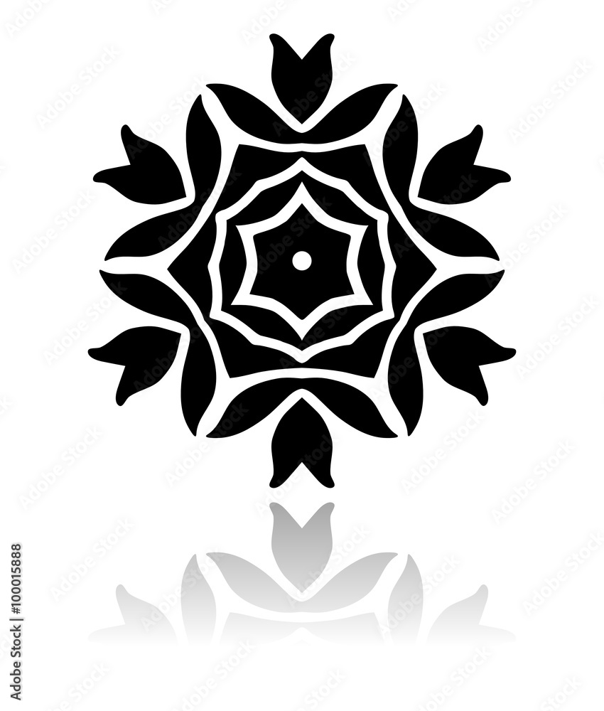 Glossy floral ornament with drop shadow