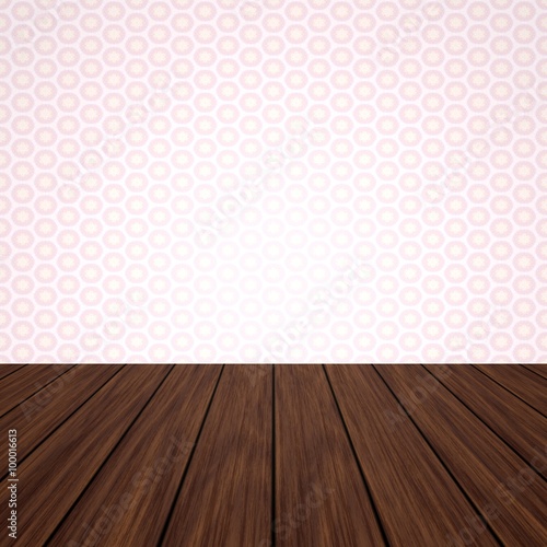 Empty room with wall and wooden floor. Illustration background