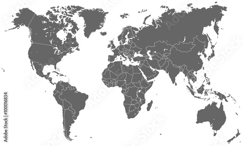 Weltkarte - Dunkelgrau (hoher Detailgrad)
