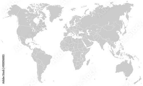 Naklejka Mapa świata - jasnoszary (wysoki stopień szczegółowości)