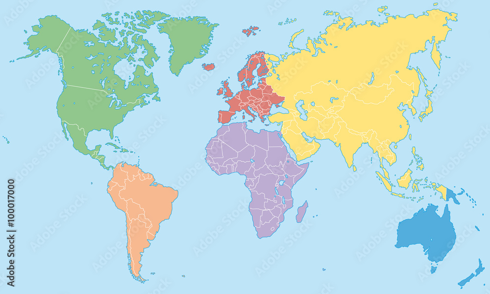 Weltkarte - Kontinente
