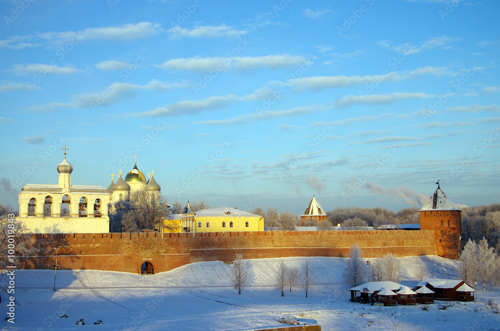 VELIKY NOVGOROD, RUSSIA - January, 2016: Novgorod Kremlin in win