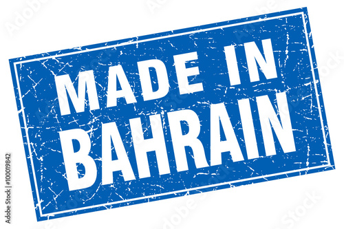 Bahrain blue square grunge made in stamp