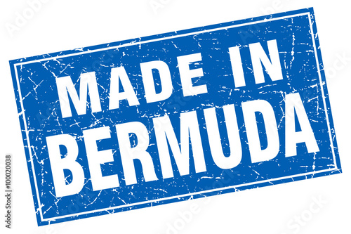 Bermuda blue square grunge made in stamp