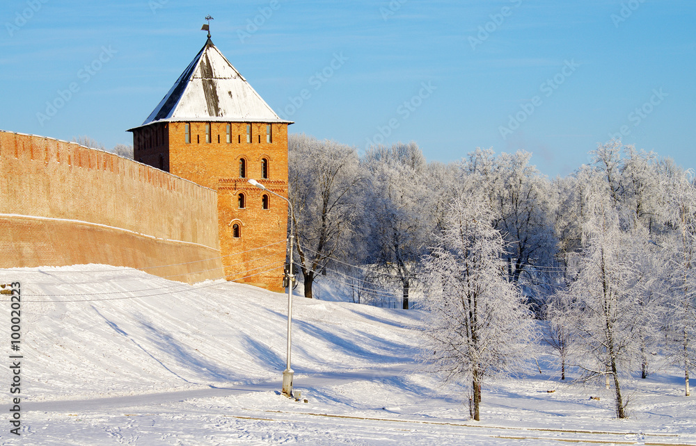 VELIKY NOVGOROD, RUSSIA - January, 2016: Novgorod Kremlin in win