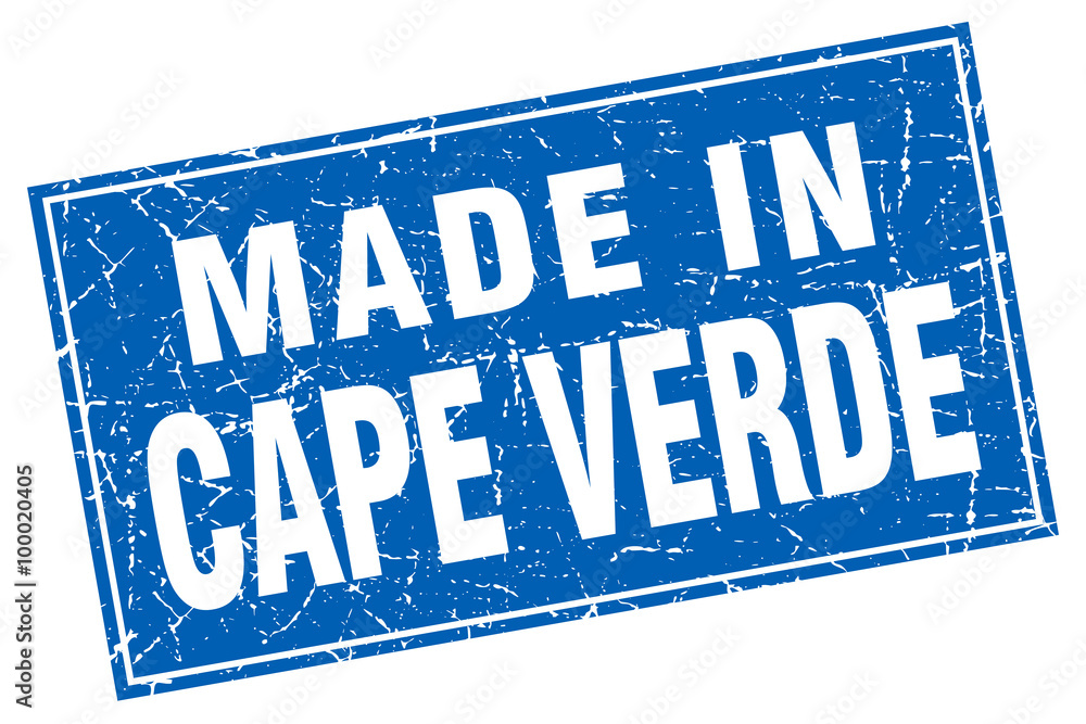 Cape Verde blue square grunge made in stamp