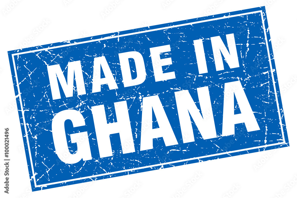 Ghana blue square grunge made in stamp