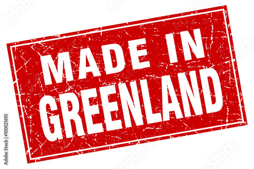 Greenland red square grunge made in stamp
