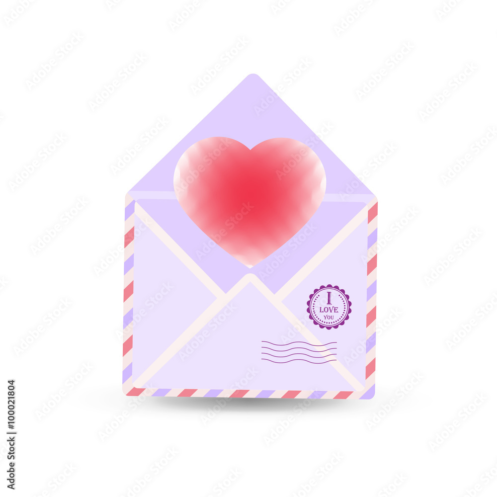 valentine s day postcard with old retro vector envelope