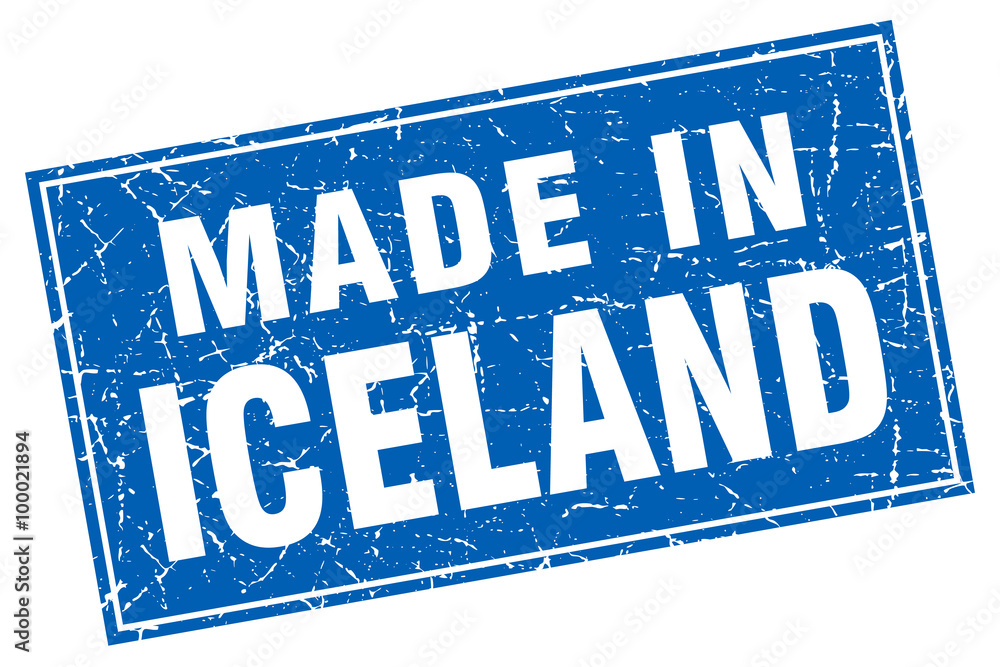 Iceland blue square grunge made in stamp Iceland blue square grunge made in stamp
