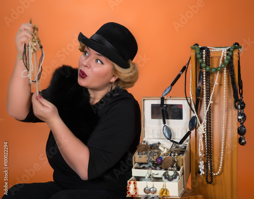 Young woman with her accessories collection photo