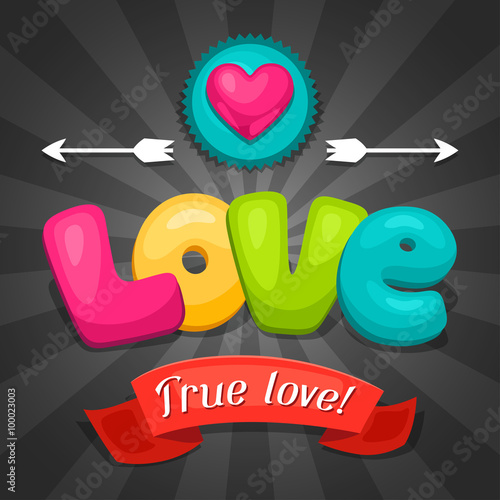 Greeting card with hearts, objects, decorations. Concept can be used for Valentines Day, wedding or love confession message