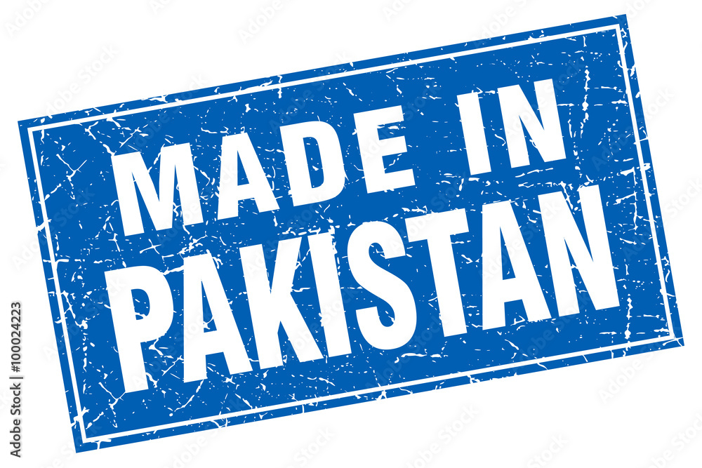Pakistan blue square grunge made in stamp Pakistan blue square grunge made in stamp