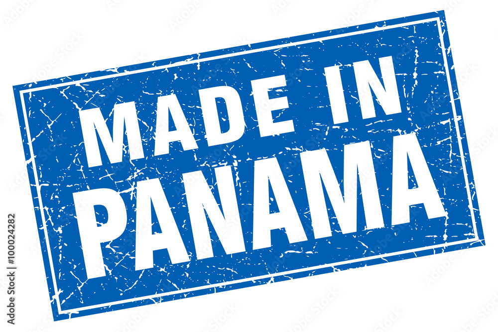 Panama blue square grunge made in stamp
