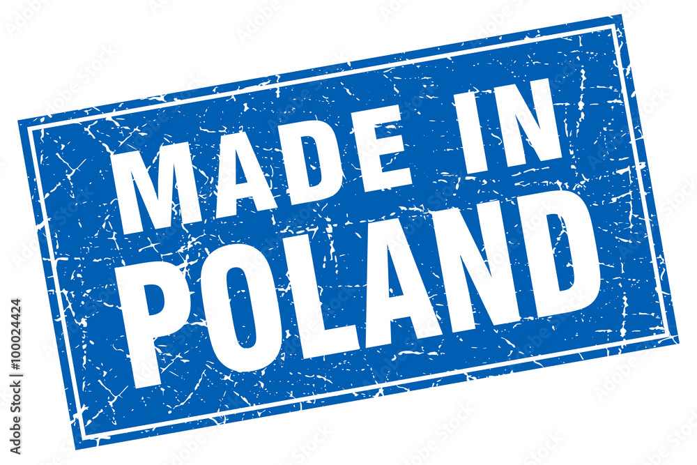 Poland blue square grunge made in stamp Poland blue square grunge made in stamp