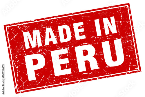 Peru red square grunge made in stamp