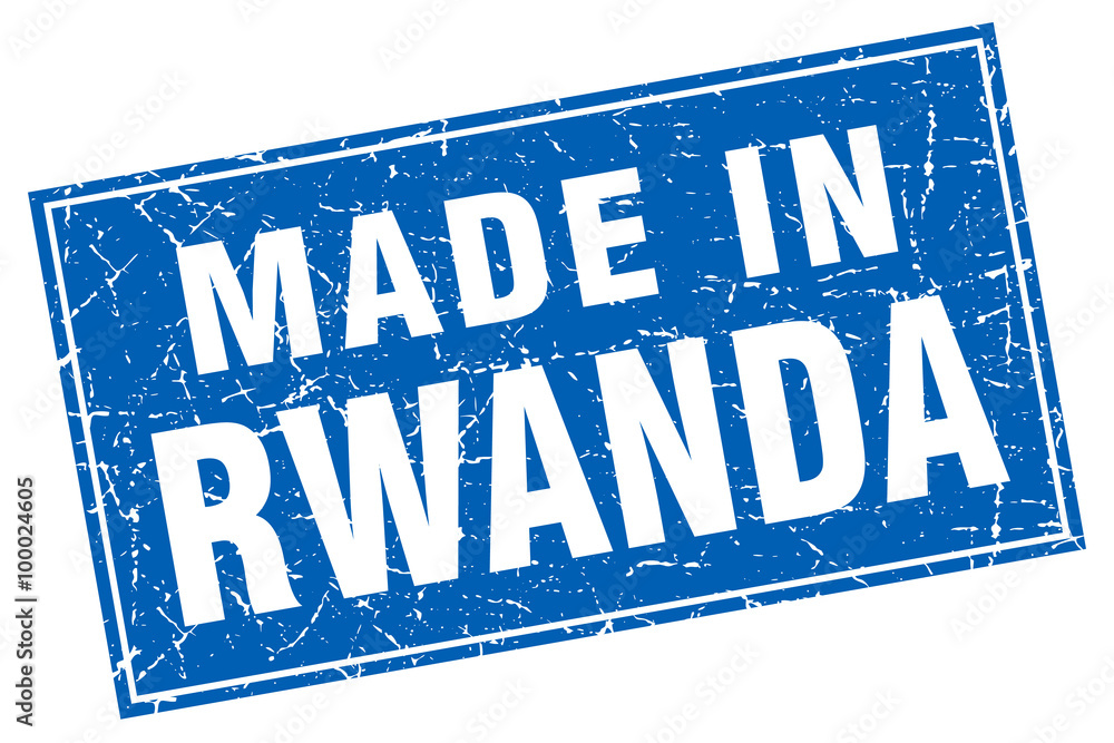 Rwanda blue square grunge made in stamp Rwanda blue square grunge made in stamp