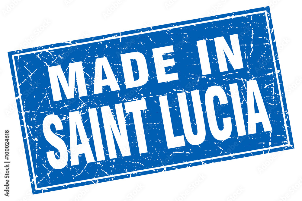 Saint Lucia blue square grunge made in stamp Saint Lucia blue square grunge made in stamp