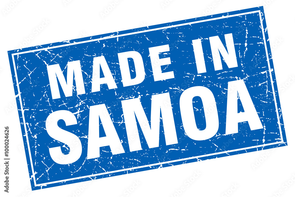Samoa blue square grunge made in stamp
