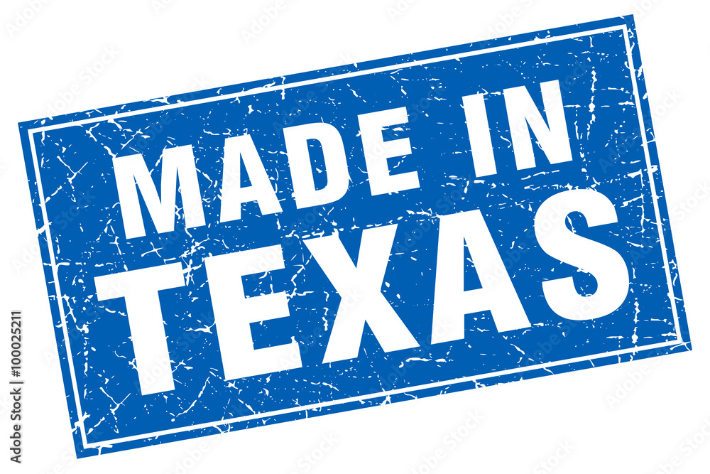 Texas blue square grunge made in stamp