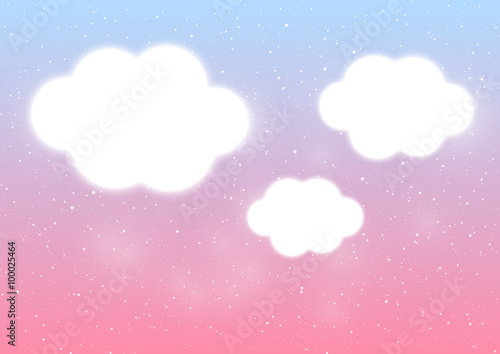 Shiny clouds on blue and pink background 2