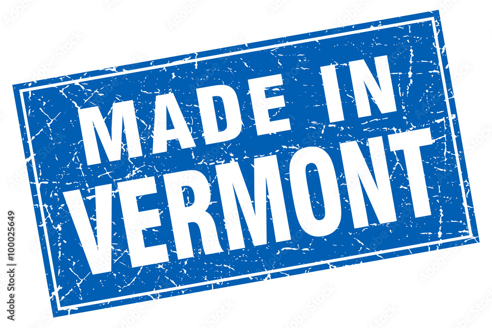 Vermont blue square grunge made in stamp Vermont blue square grunge made in stamp