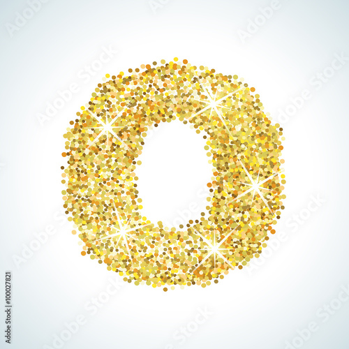 Zero number in golden style. Vector illustration gold design