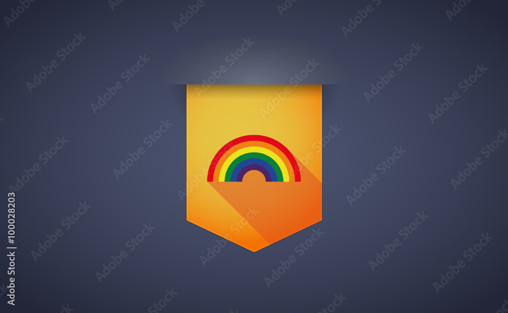 Long shadow ribbon icon with a rainbow Long shadow ribbon icon with a rainbow