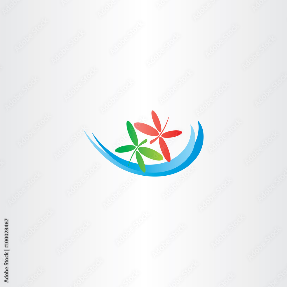 dragonfly in love and water wave vector logo icon dragonfly in love and water wave vector logo icon