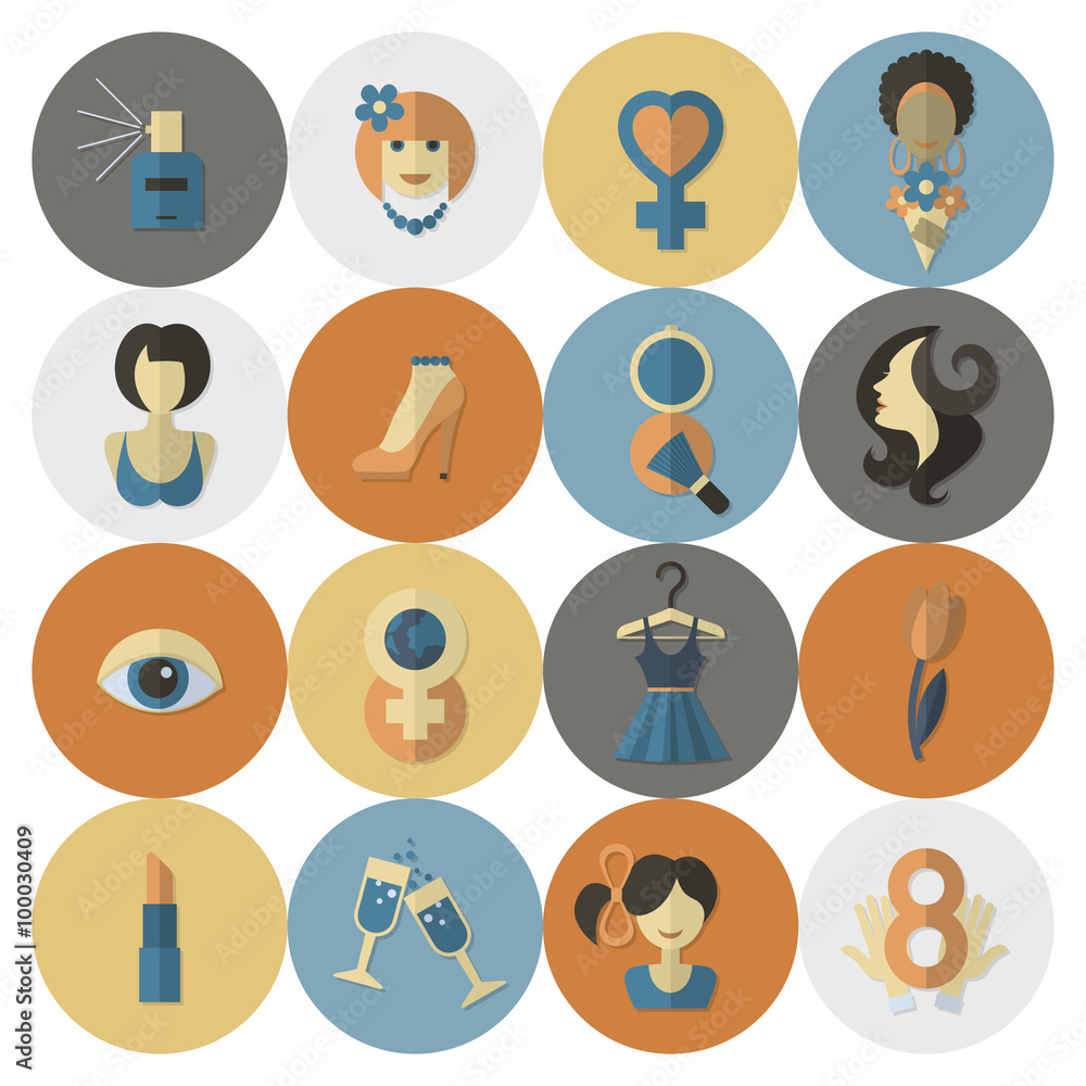 Womans Day Icon Set Womans Day Icon Set