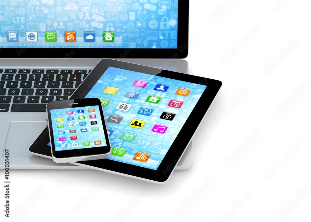 Laptop, phone and tablet pc. Laptop, phone and tablet pc.