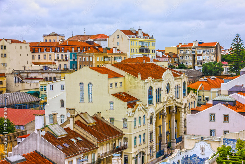 Lisbon streets panoramic view, Portugal