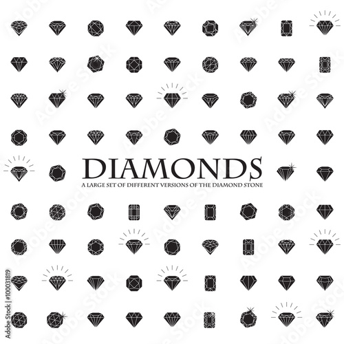 Diamonds, a large set of different versions of the diamond stone