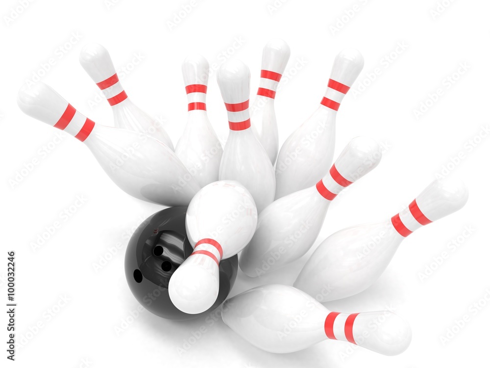 Bowling ball and skittles isolated Bowling ball and skittles isolated