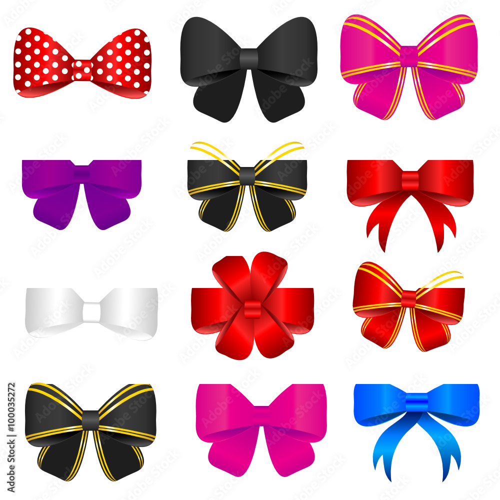 bow set vector in colorful illustration