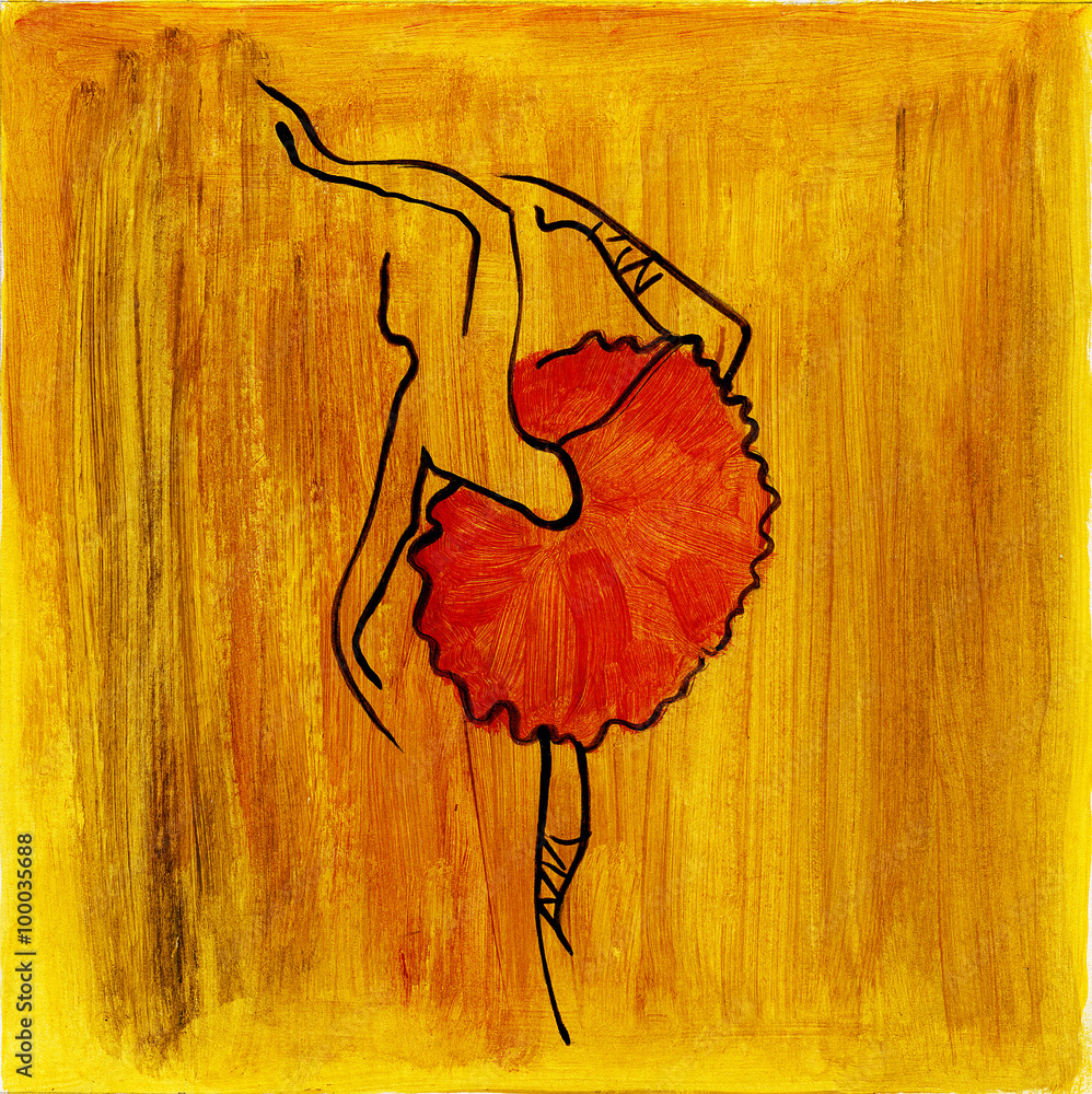 Obraz premium Ballet dancer on red background
