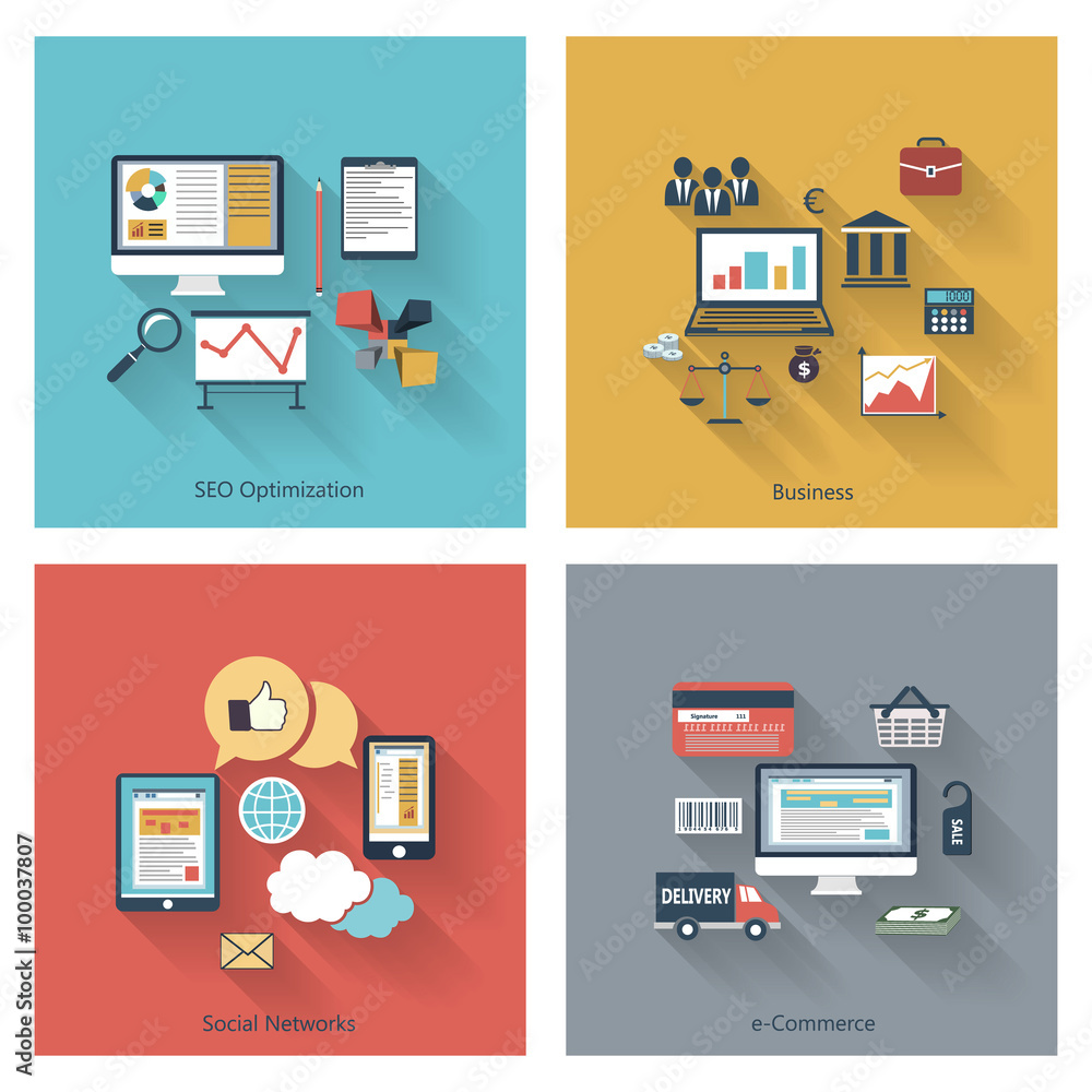 Set of modern concepts in flat design Set of modern concepts in flat design