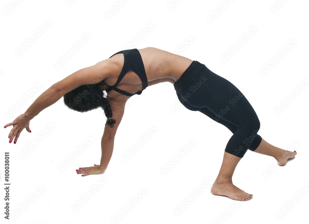Yoga girl posing on white background Yoga girl posing on white background