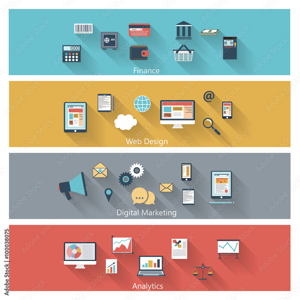 Set of modern concepts in flat design Set of modern concepts in flat design