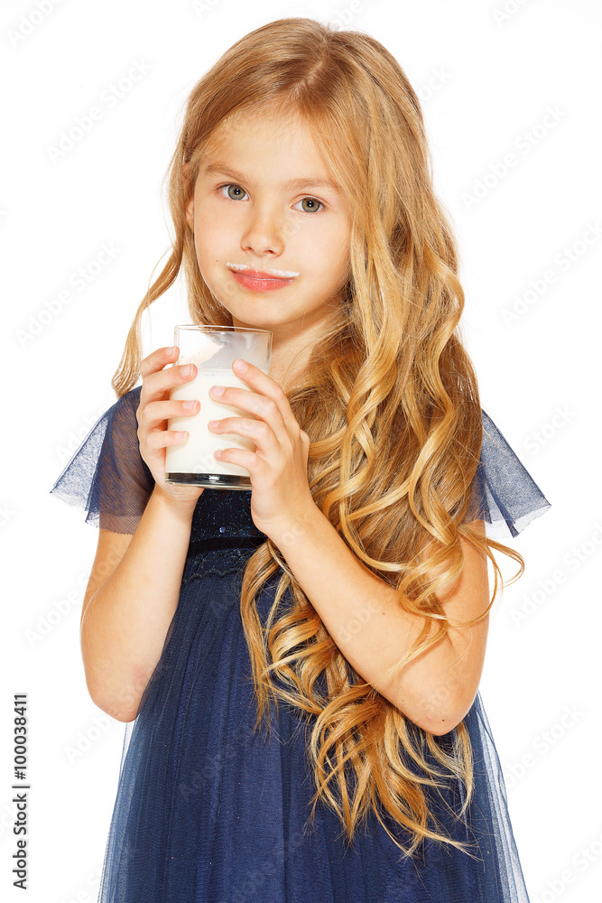 Beautiful girl with a glass of milk Beautiful girl with a glass of milk