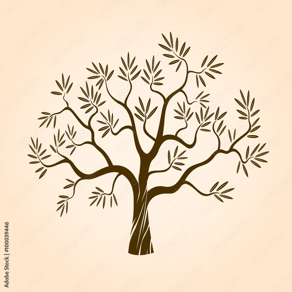Obraz premium Brown Tree. Vector Illustration.