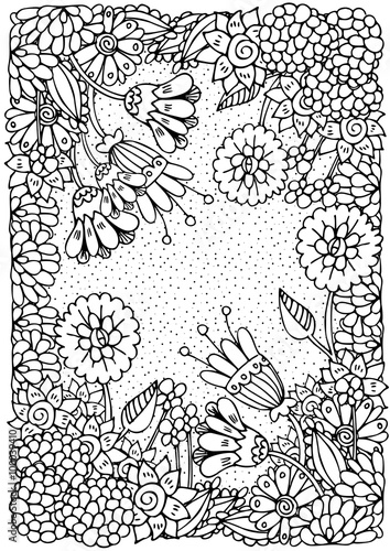 Pattern for coloring book. Ethnic retro design