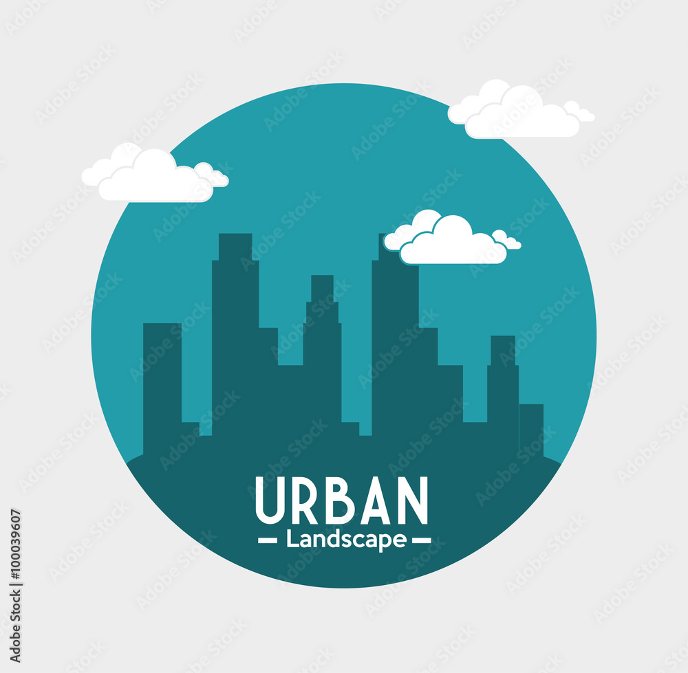 Urban buildings graphic 