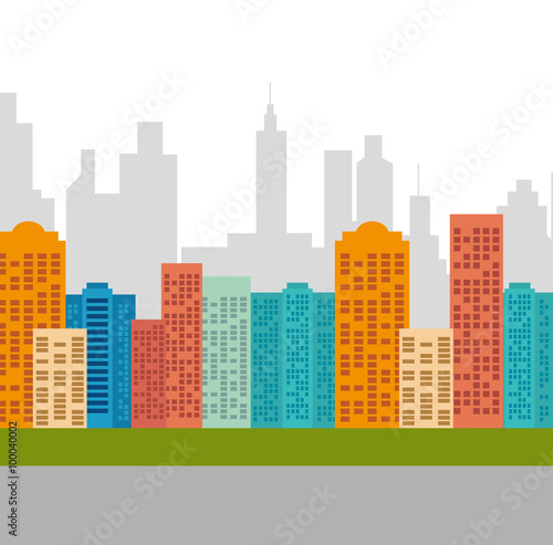 Urban buildings graphic 