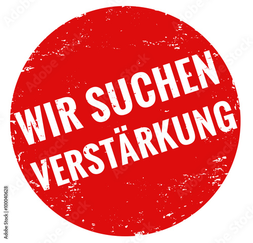 Grunge Stempel rot wir suchen verstärkung