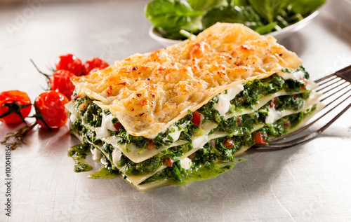 Healthy spinach and cheese Italian lasagne