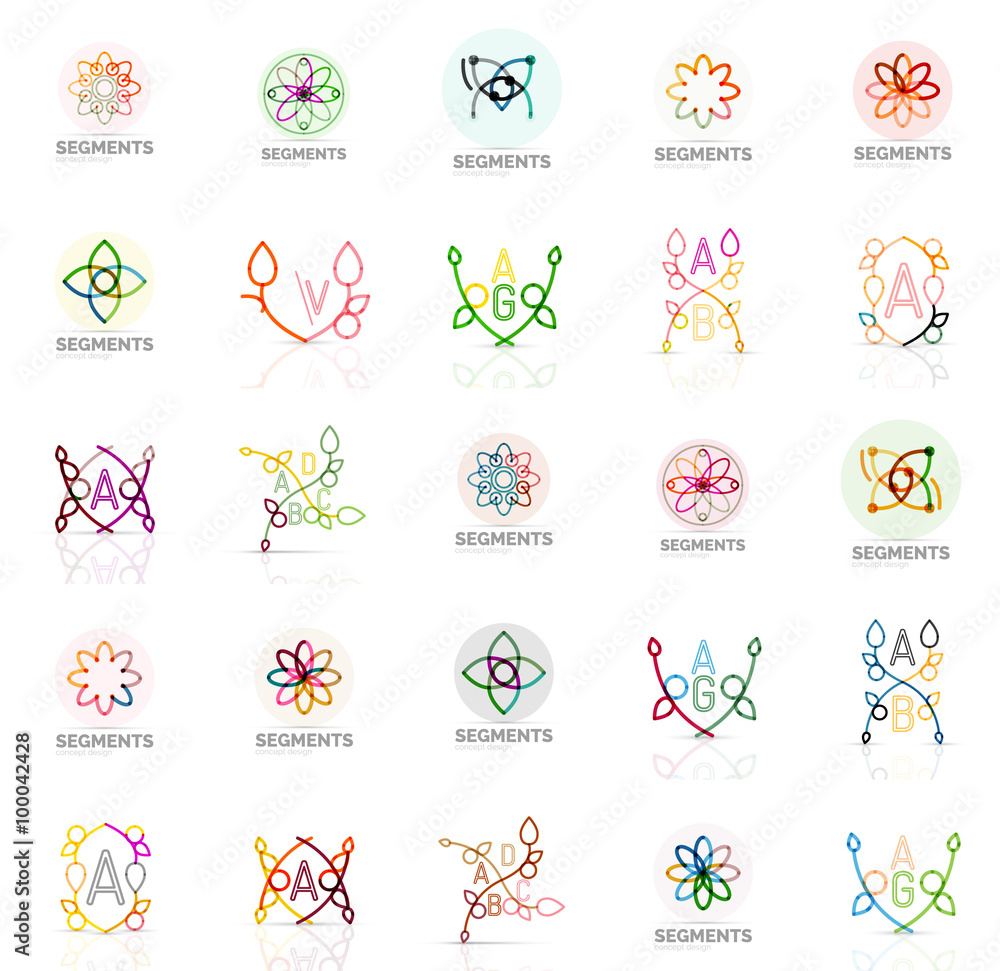 Linear abstract logos, letters, swirls Linear abstract logos, letters, swirls