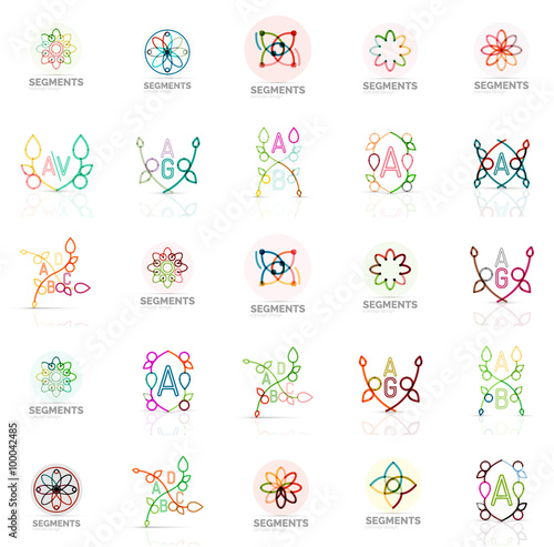 Linear abstract logos, letters, swirls